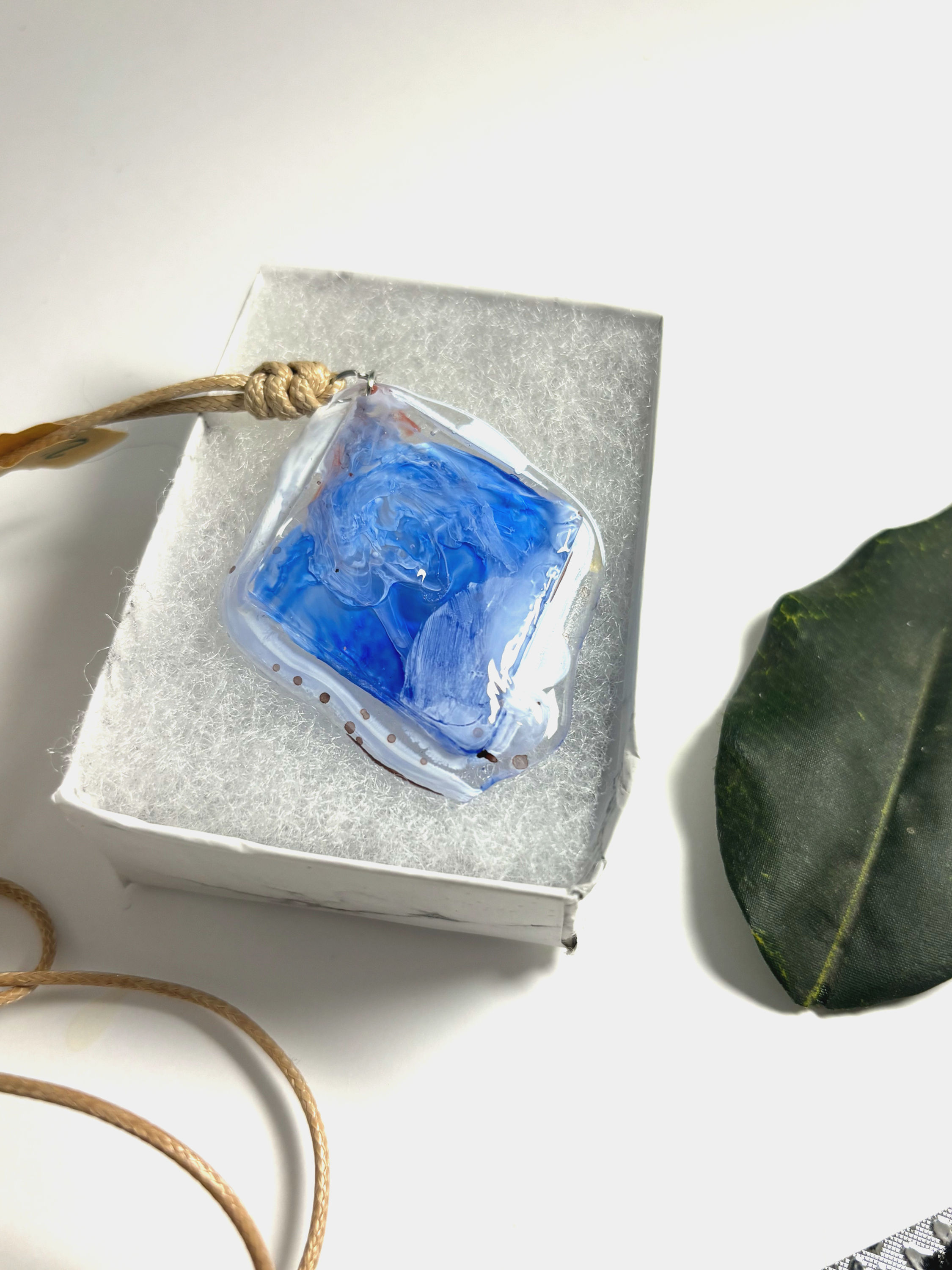 Blue/White  Diamond Resin Pendant