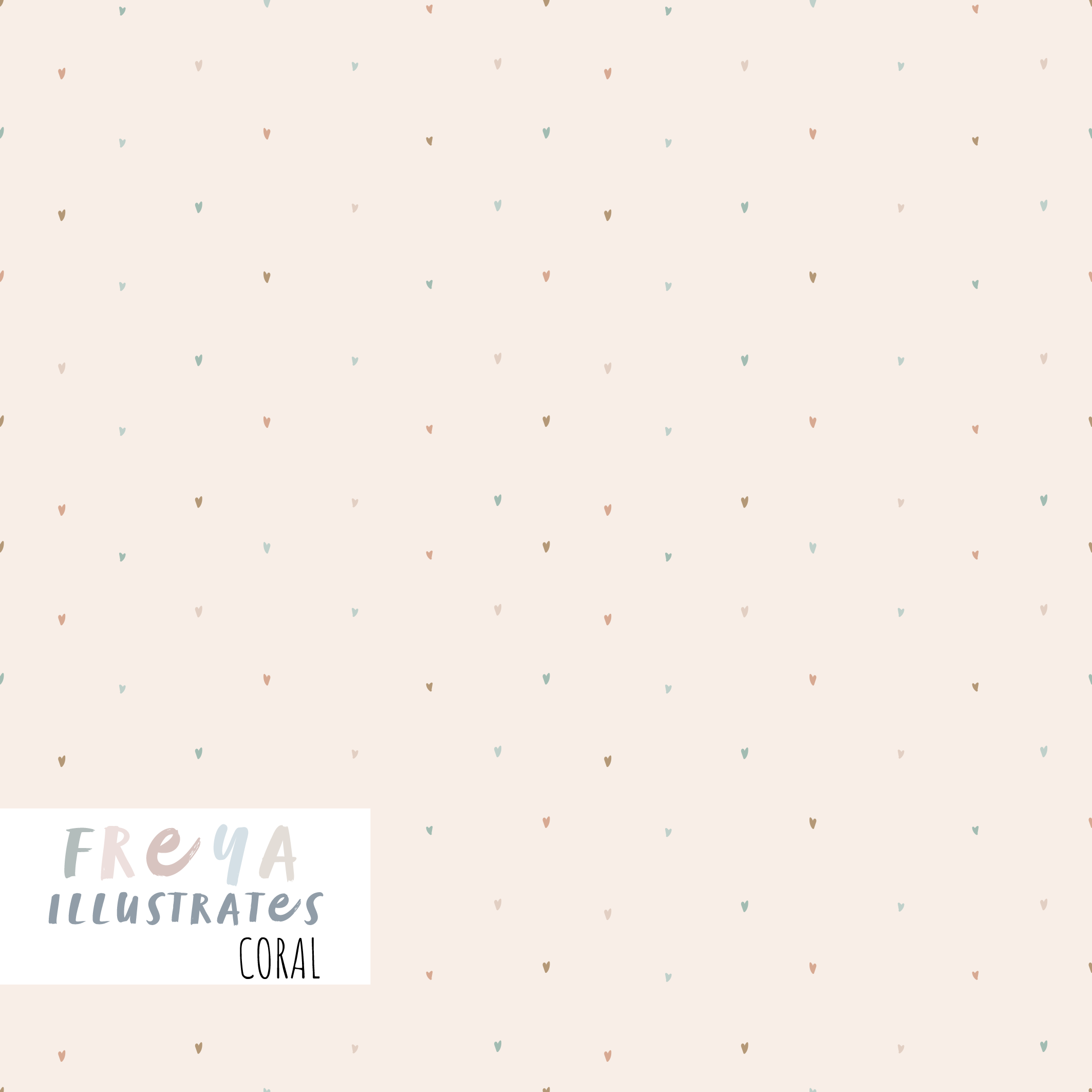 Ditsy Hearts - Coral