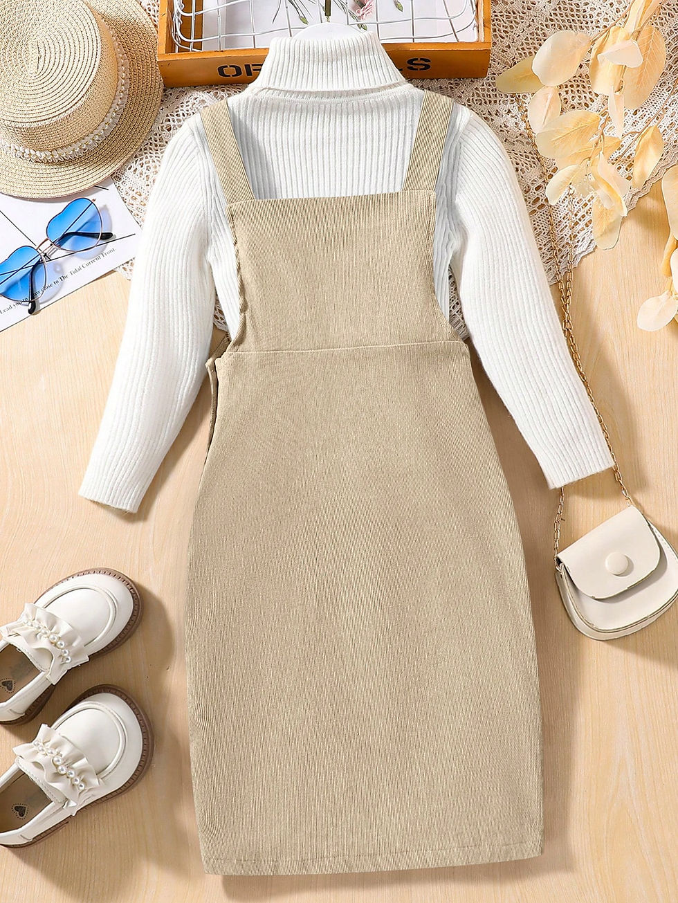 Thumbnail: Tween Girl 1pc Patched Pocket Overall Dress