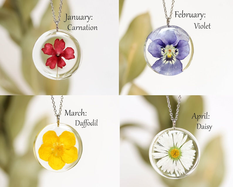 Thumbnail: Personalized birth flower necklace