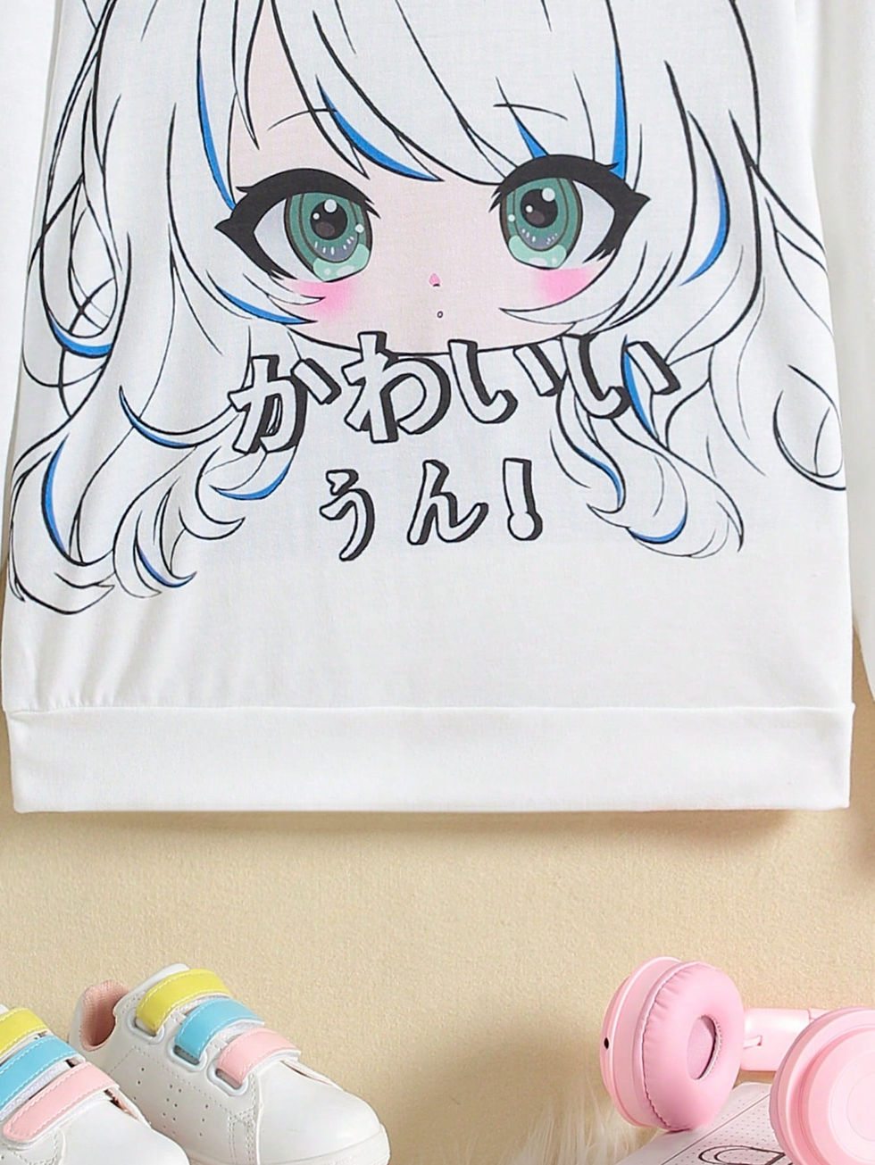 Thumbnail: Tween Girl Japanese Graphic Hooded Sweatshirt