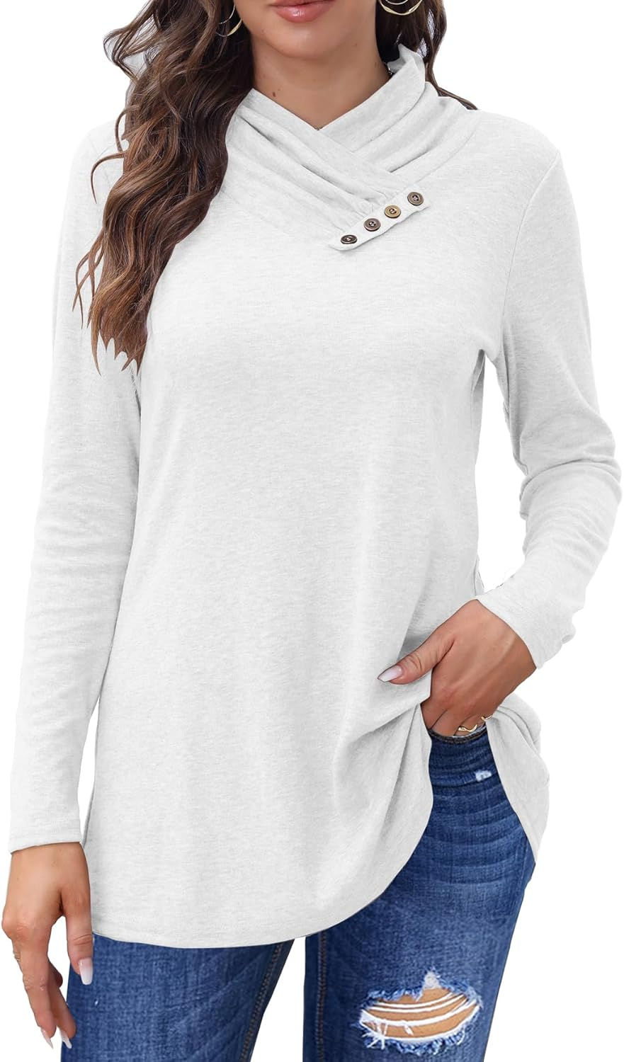 Thumbnail: Fall Tops Cowl Neck Long Sleeve Tunic