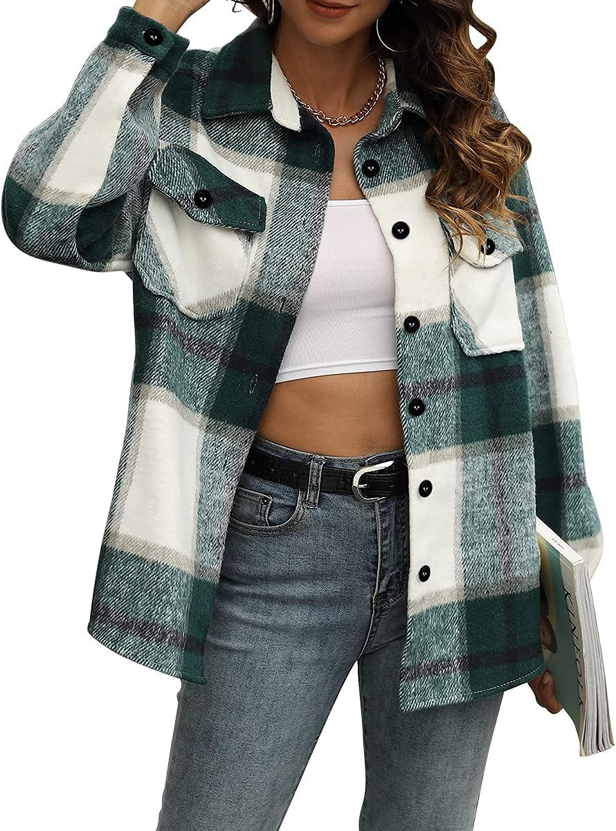 Thumbnail: Casual Plaid Shacket  Long Sleeve Shirt