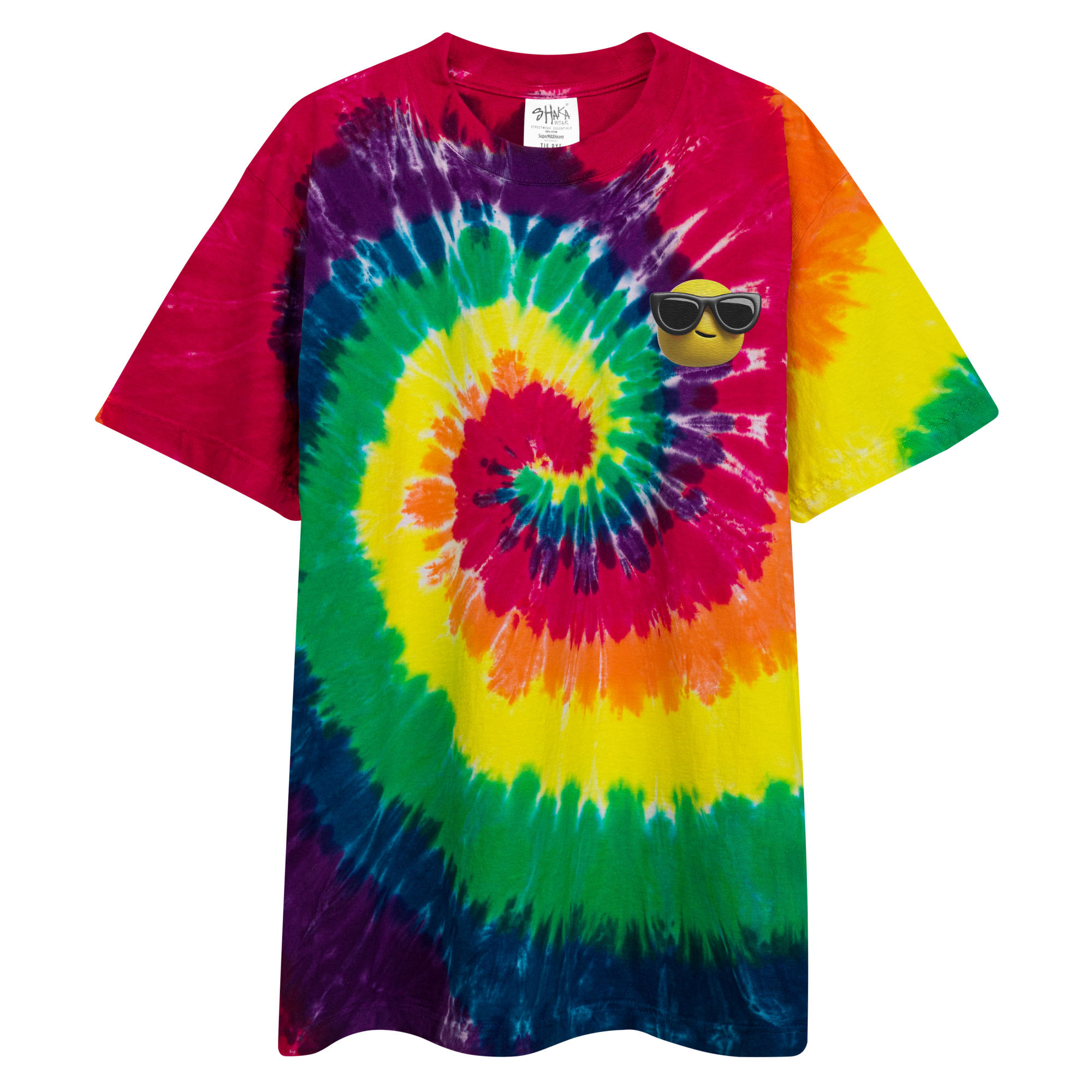 Cool Sunglasses Emoji Oversized Unisex Tie-Dye T-Shirt