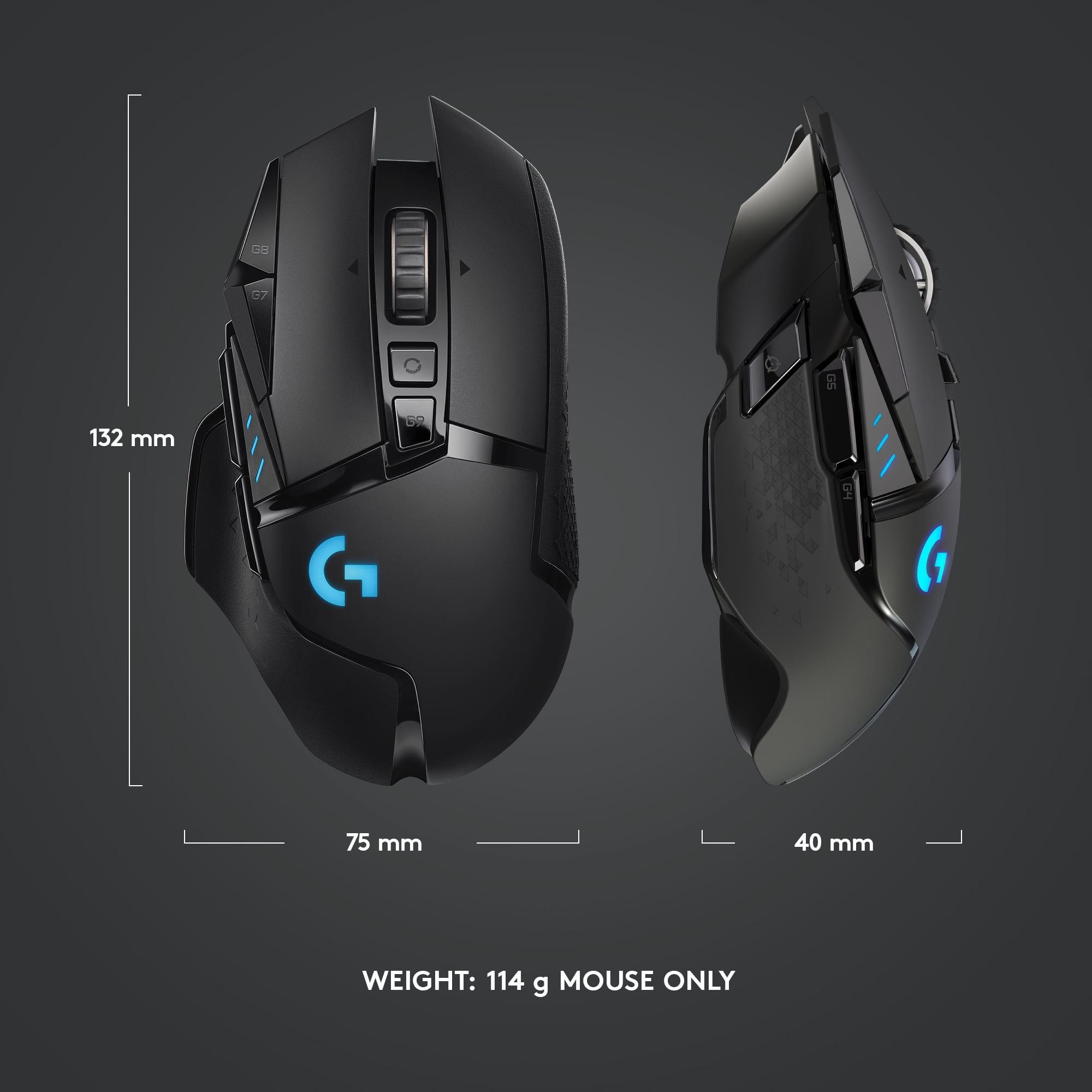 Logitech G502 LIGHTSPEED Wireless Gaming Mouse, HERO 25K Sensor, 25,600 DPI, RG