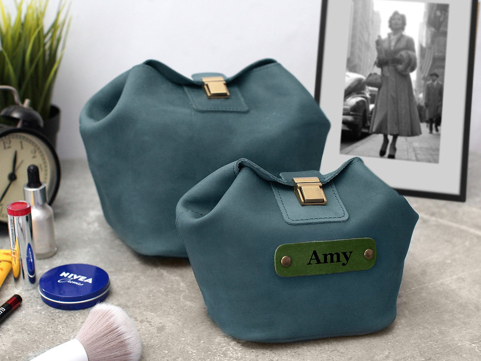 Thumbnail: Personalized Leather Toiletry Bag for Her