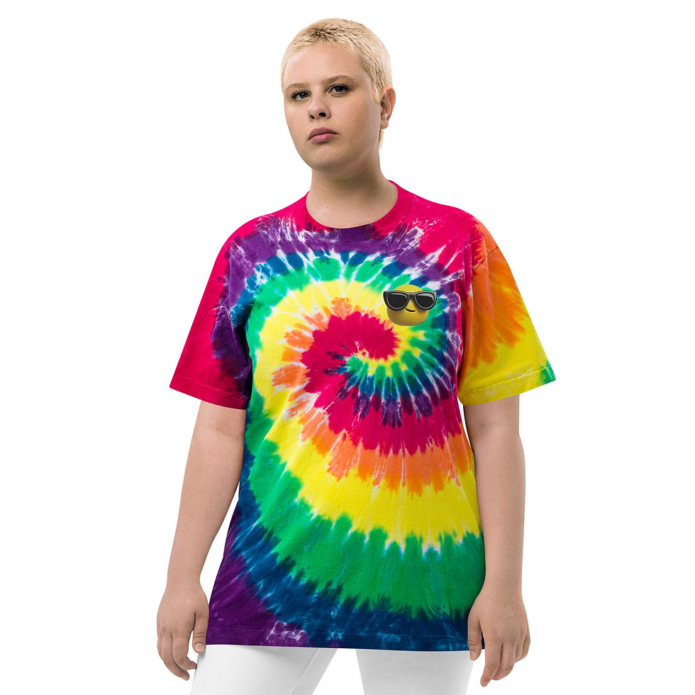 Thumbnail: Cool Sunglasses Emoji Oversized Unisex Tie-Dye T-Shirt