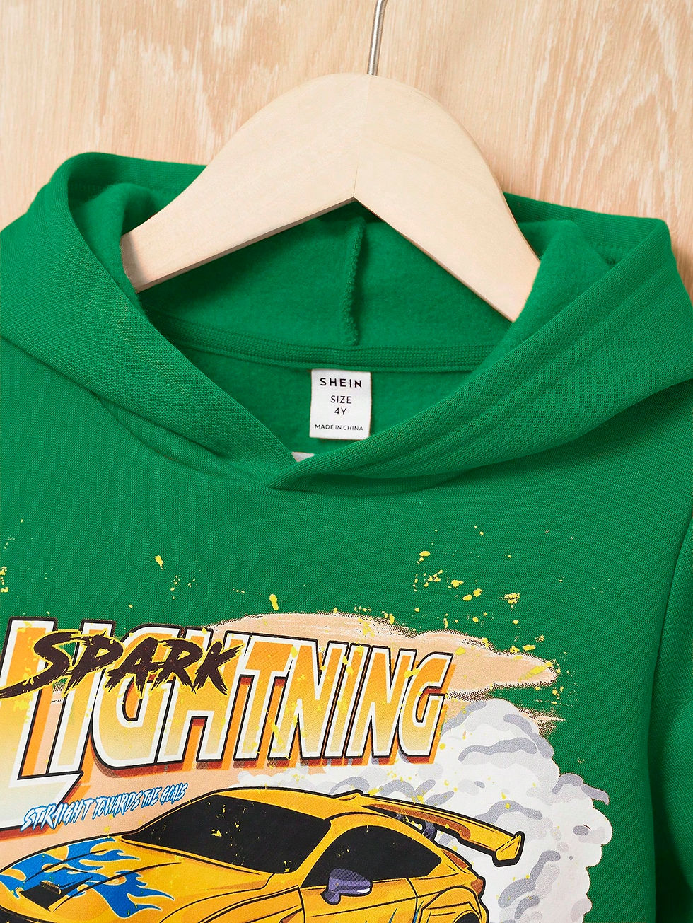 Thumbnail: EVRYDAY Young Boy Car & Letter Graphic Hoodie