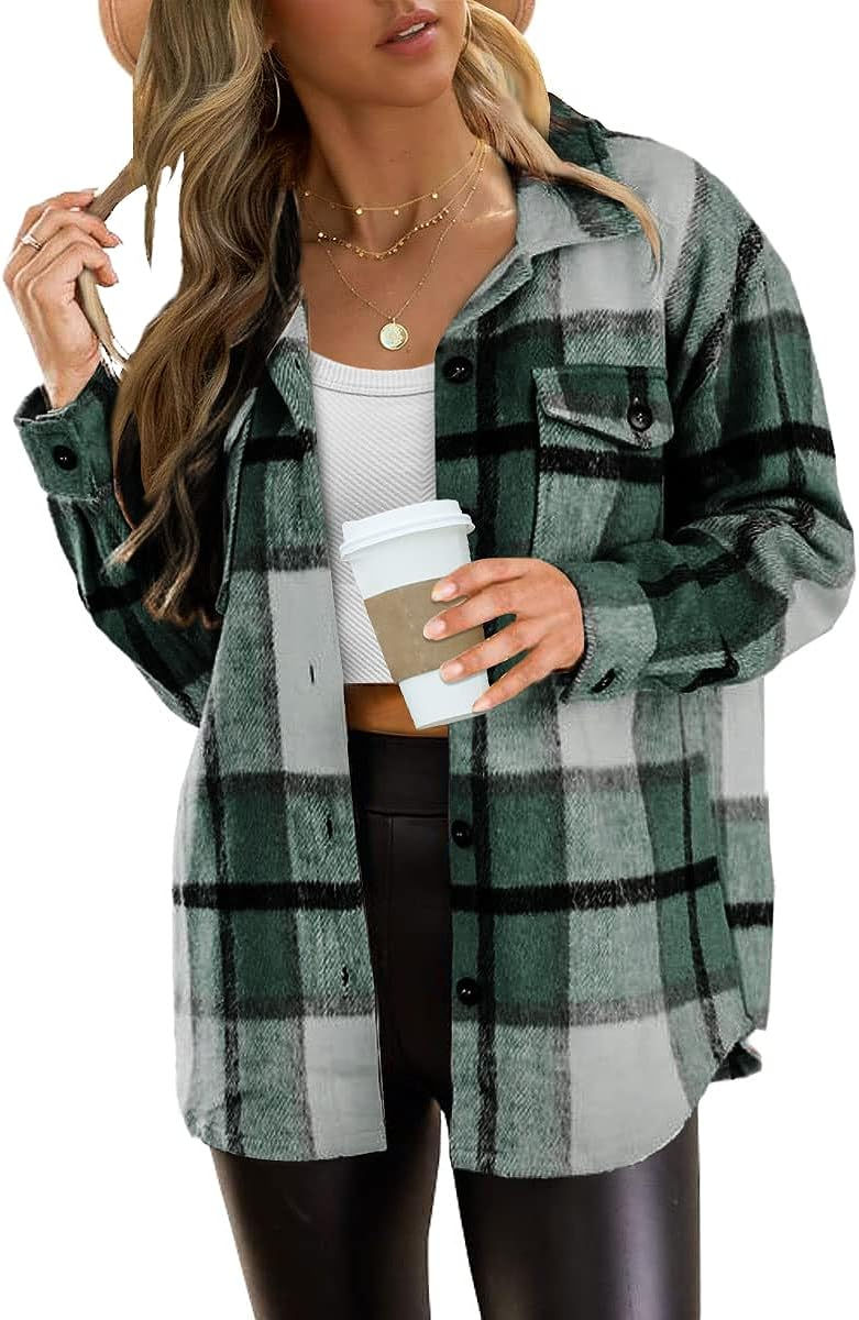 Thumbnail: Casual Plaid Shacket  Long Sleeve Shirt
