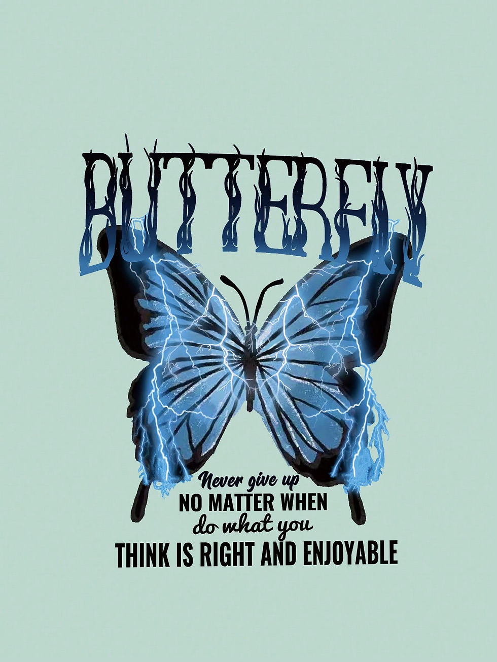 Thumbnail: Butterfly Print Kangaroo Pocket Drawstring Thermal Hoodie