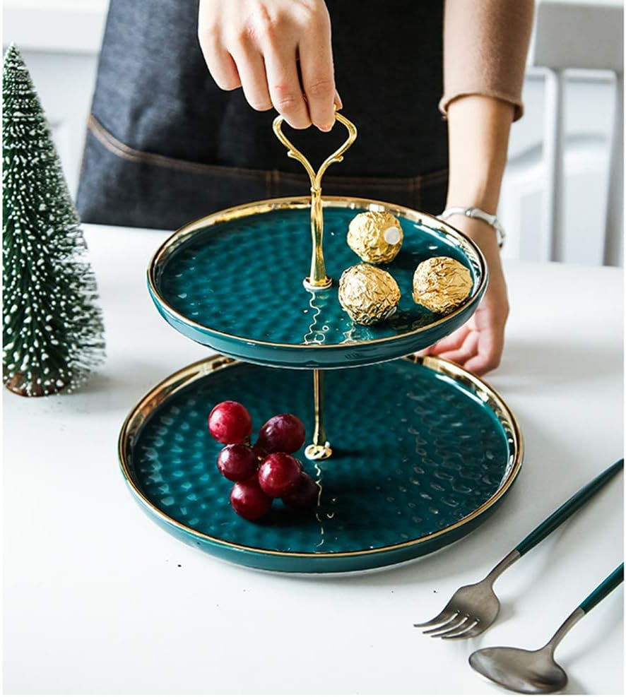 Thumbnail: 2 Set of Round Porcelain Tiered Cupcake Stand