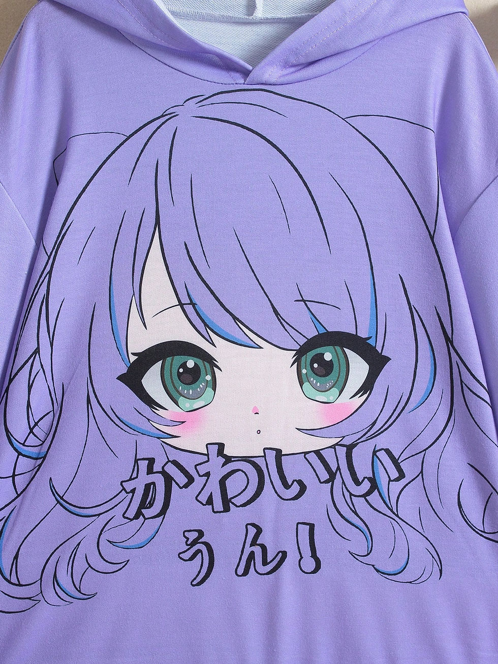 Thumbnail: Tween Girl Japanese Graphic Hooded Sweatshirt