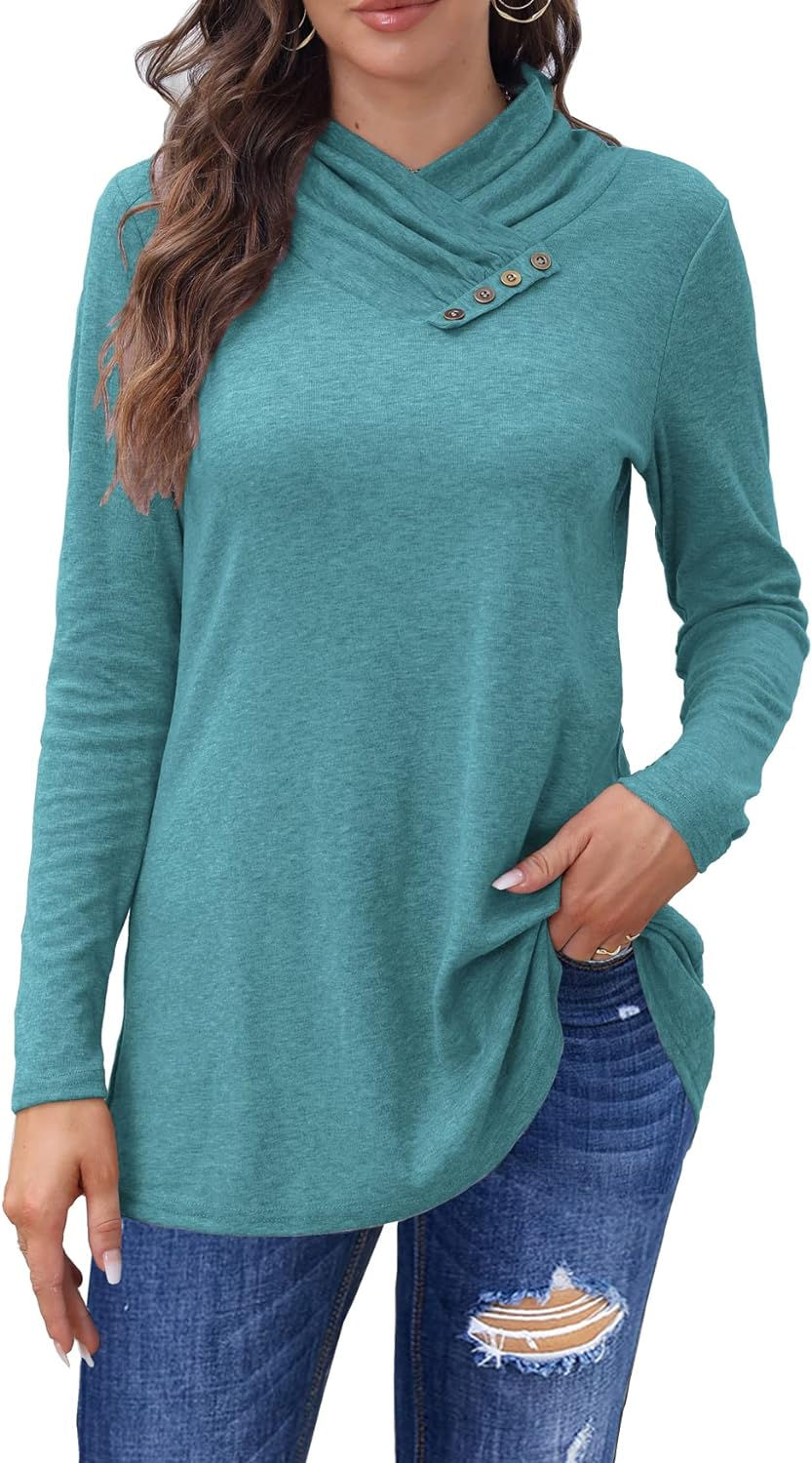 Thumbnail: Fall Tops Cowl Neck Long Sleeve Tunic