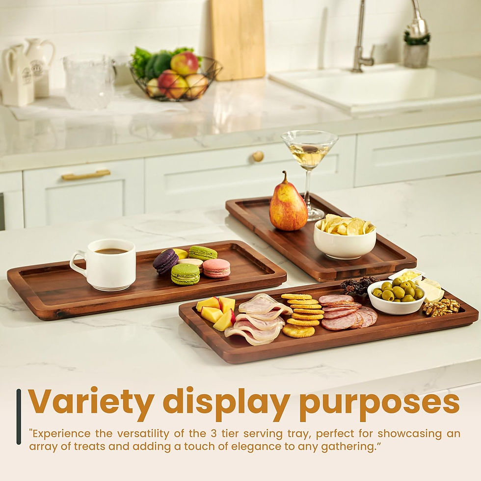 Thumbnail: 3 Tier Serving Tray Acacia Wood - Cupcake Stand & Tower Serving Trays