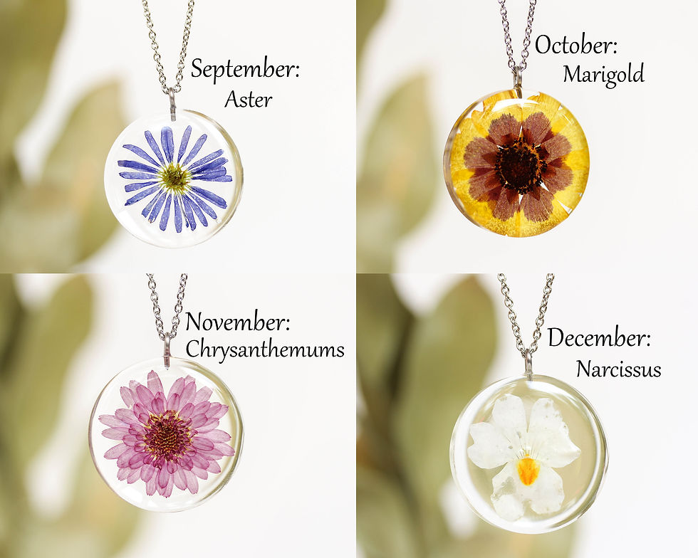 Thumbnail: Personalized birth flower necklace