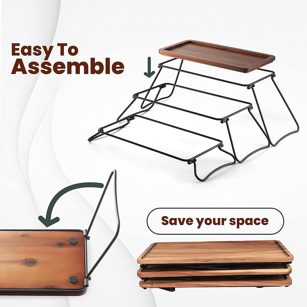 Thumbnail: 3 Tier Serving Tray Acacia Wood - Cupcake Stand & Tower Serving Trays
