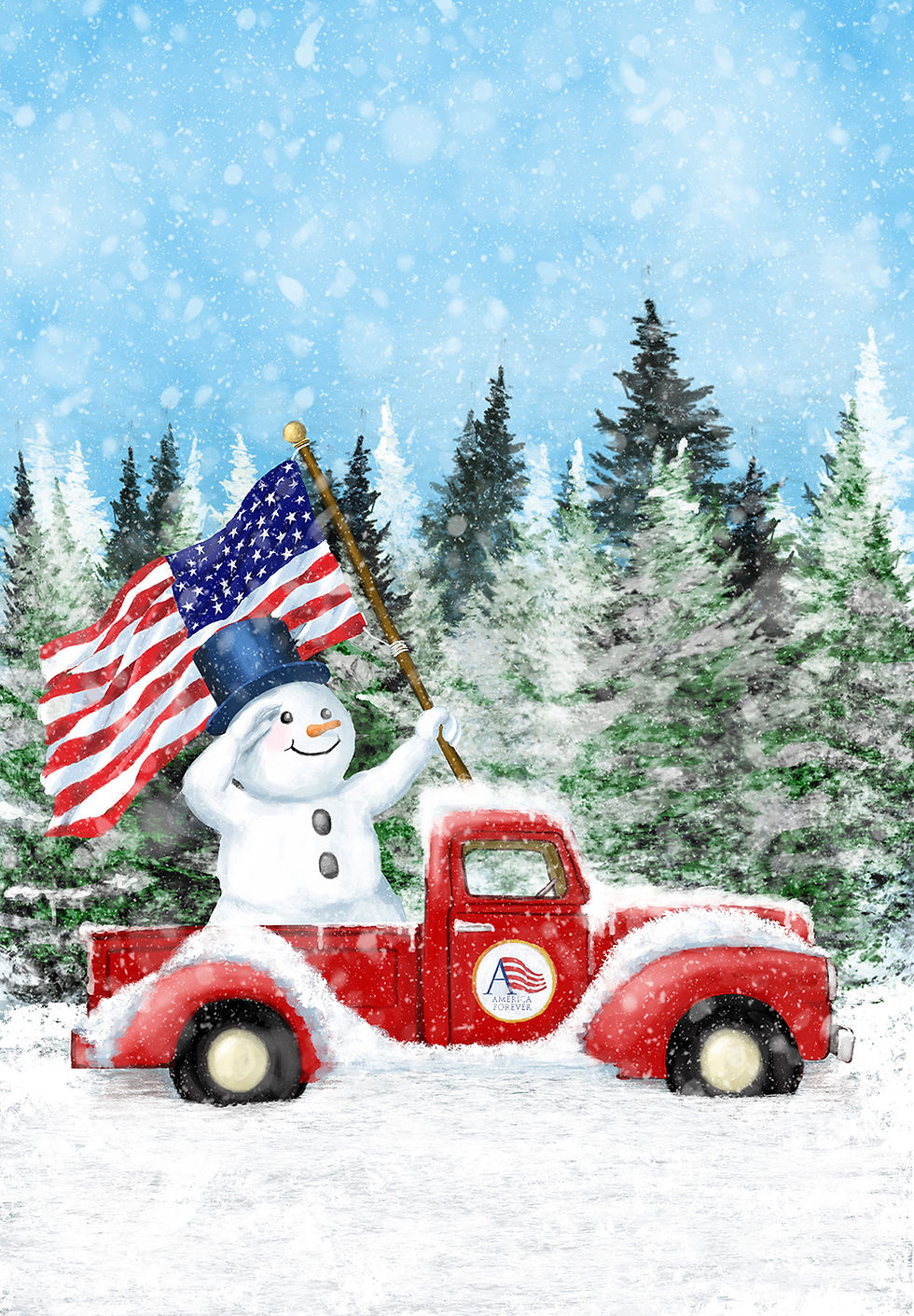 FL_AmericaForever_Flags_Winter Snowman_G