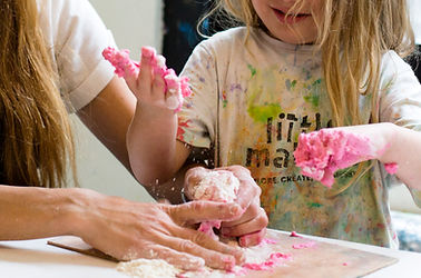 Making arts and crafts at out summer camp in June in Barcelona