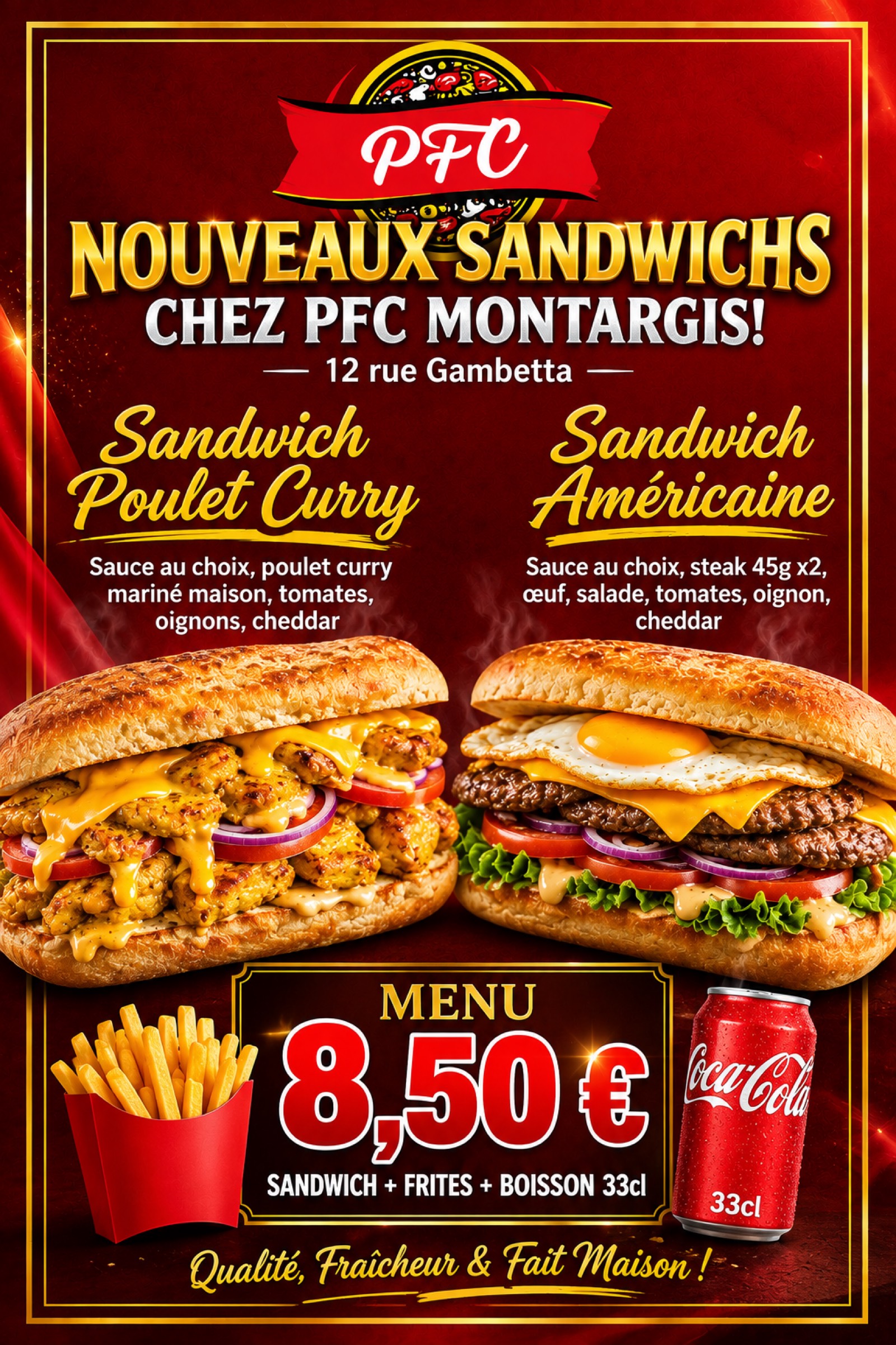 Menu Sandwich PFC Montargis