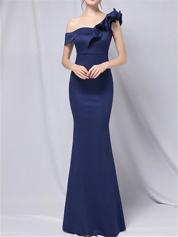 Thumbnail: Off-Shoulder Ruffle Mermaid Formal Dresses Evening Gown White Wedding Dress