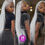 Thumbnail: Silver Grey Straight HD Transparent Lace Front Malaysian Human Hair Wig