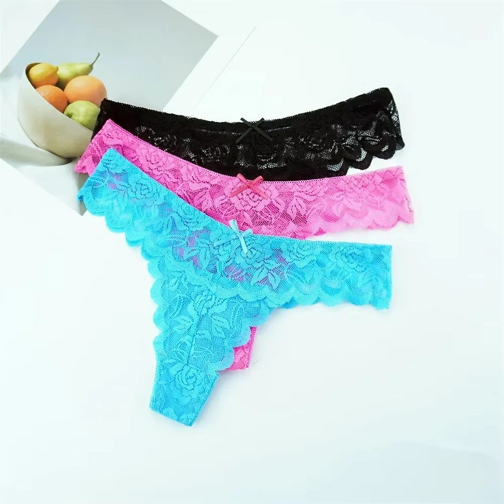 Thumbnail: Women’s Lace G-String Thong – Low Waist, Transparent Design (3-Pack)