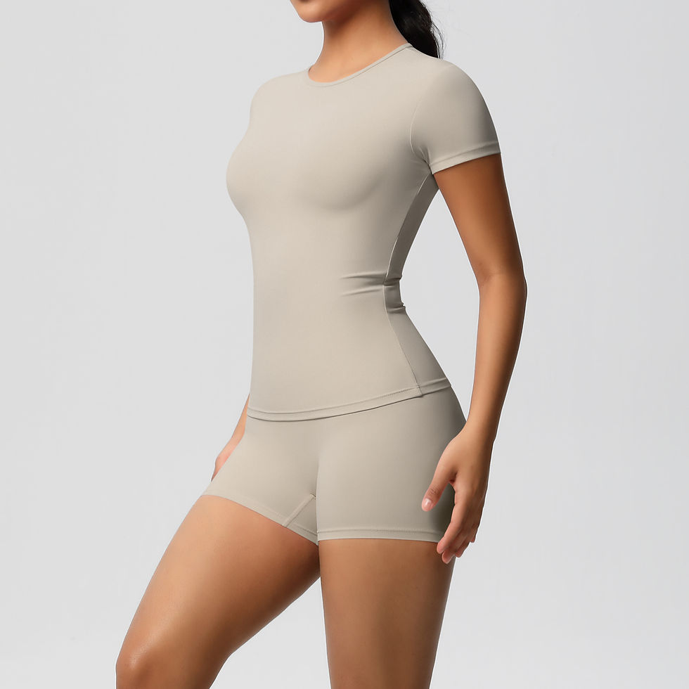 Thumbnail: 2PC Quick-Drying Gym Leggings Set Summer Short Sleeve Breathable Stretchy Outfit