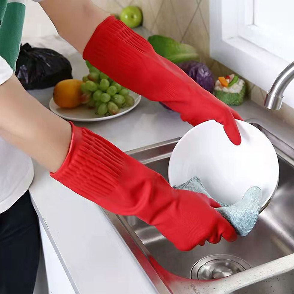 Thumbnail: Heavy-Duty Rubber Gloves – Extra-Long Cuffs for Car Washing & Household Cleaning