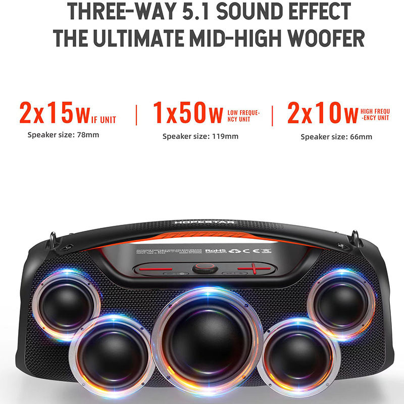 Thumbnail: 100W Portable Bluetooth Speaker with RGB Lights High-Quality Subwoofer