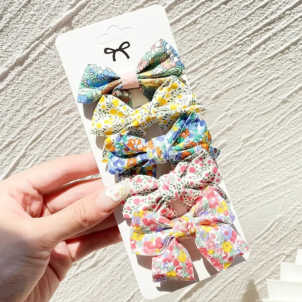 Thumbnail: 5/7pcs Baby Girl Floral Bow Hair Clips Set – Handmade Tatting Design