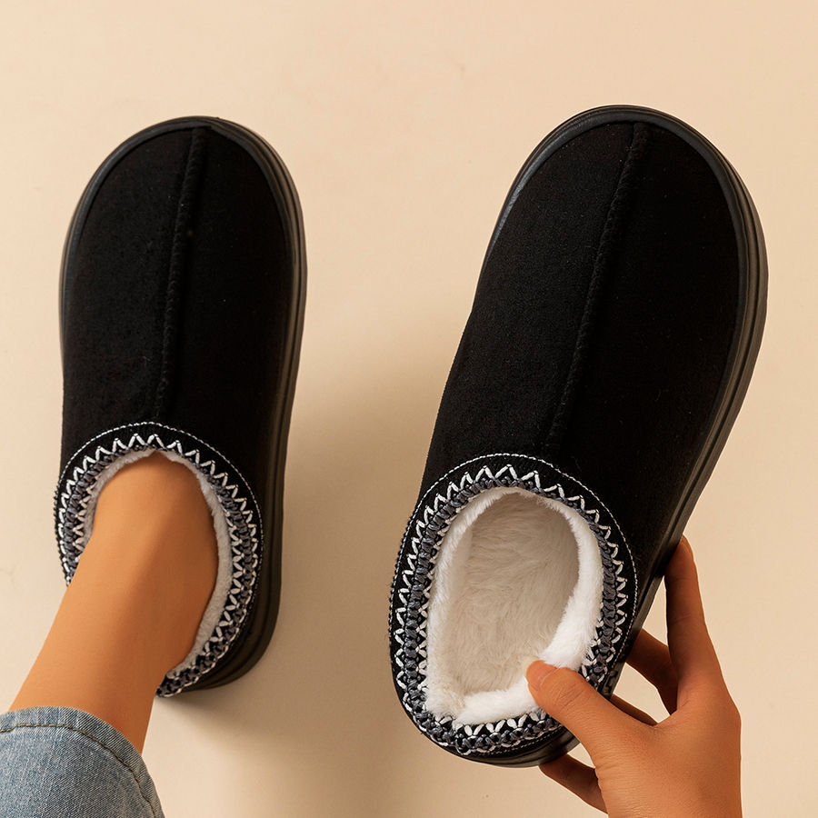 Thumbnail: Winter Women’s Slippers Boots – Fuzzy Fur Indoor/Outdoor Anti-Slip Soft Sole