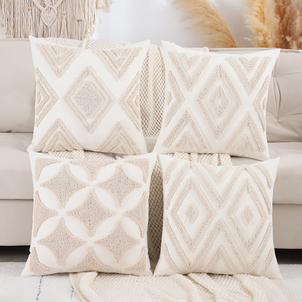Tufted Geometric Throw Pillow Cover – Canvas Sofa Decor