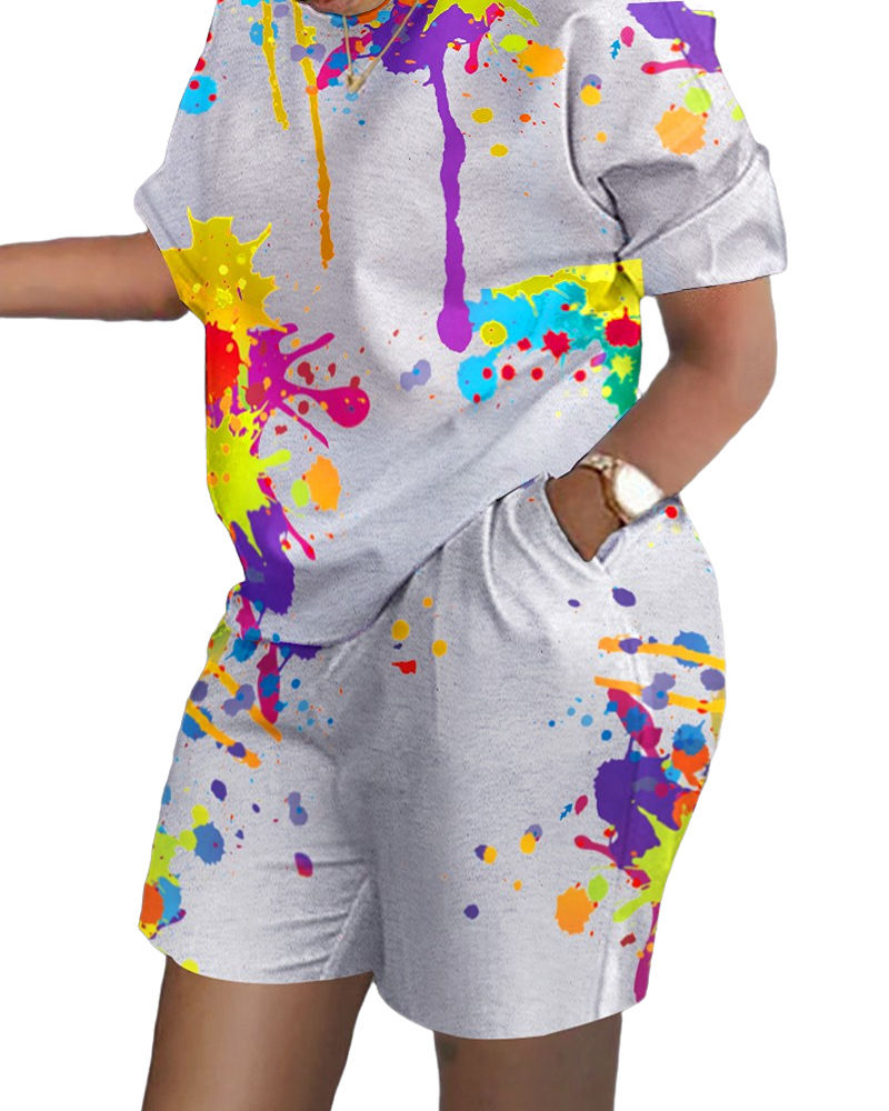 Thumbnail: 2PCS Jogging Outfit Set with Shorts and T Shirt for Women Girls