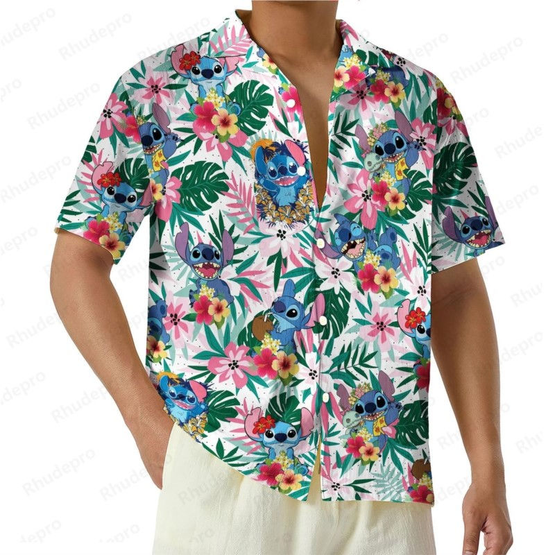 Disney Stitch Christmas Hawaiian Shirt – Casual Short Sleeve Beachwear
