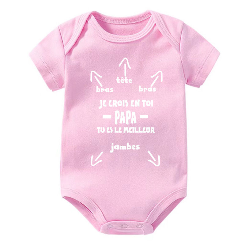 Thumbnail: Papa Tu Es Le Meilleur Baby Bodysuit – Unisex Cotton Summer Outfit (0–24M)
