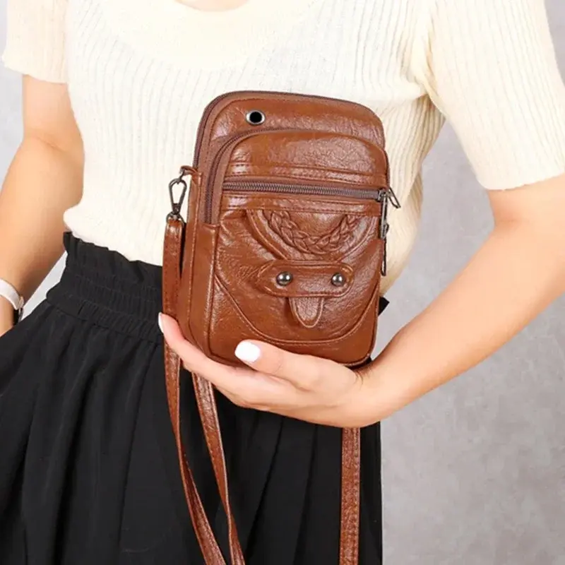 Thumbnail: Vintage Soft Leather Flap Shoulder Crossbody Bag for Women Purse