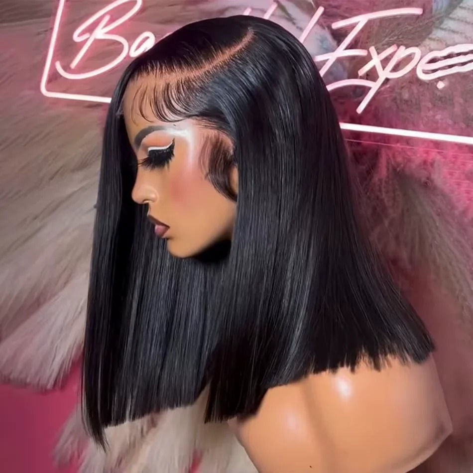 Thumbnail: Bone Straight Bob Wig – 200/250% Density, 13x4/13x6 Transparent Lace Frontal