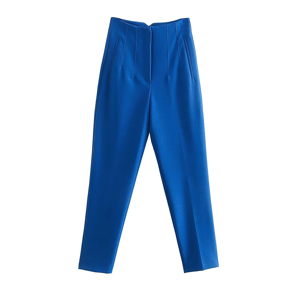 Thumbnail: High-Waist Casual Pants – Solid Color Ankle-Length Trousers with Pockets