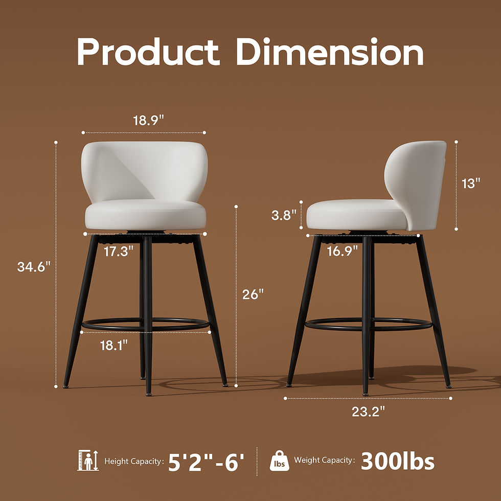 Thumbnail: 26" PU Leather Swivel Bar Stools Set of 2 – Counter Height Chairs with Low Back