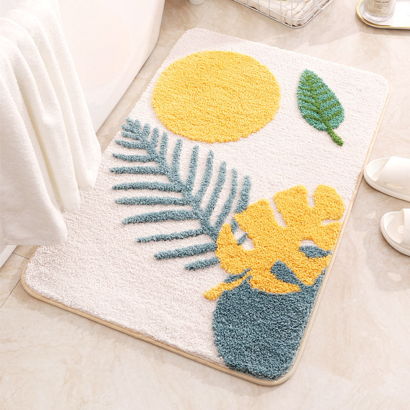 Thumbnail: Abstract Leaves Bath Mat – Microfiber, Non-Slip, 40×60cm / 50×80cm