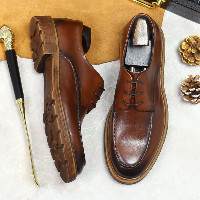Thumbnail: Mens Genuine Leather Flat Oxford Casual Business Formal Dress Shoes