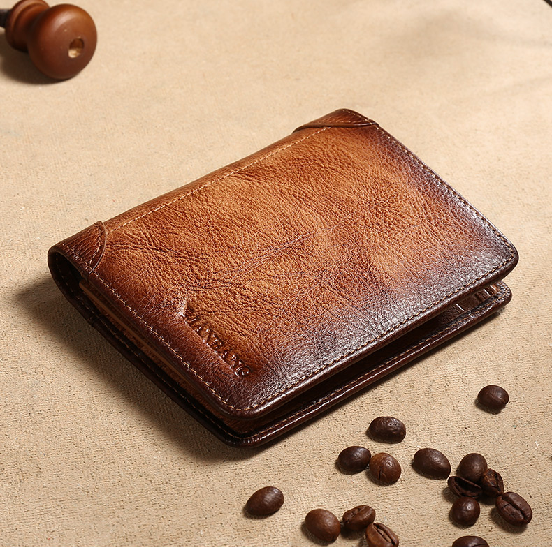 Thumbnail: Manbang Men’s Genuine Leather Trifold Wallet – Stylish Design with ID Window