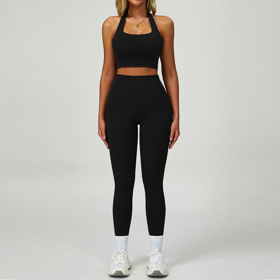 Thumbnail: 2PCS Quick Dry Yoga Set for Women with High Waist Leggings and Sport Bra