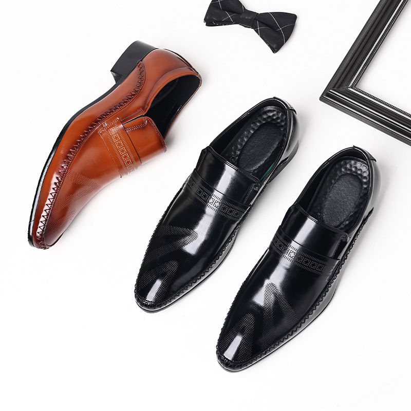 Thumbnail: Men's Patent Leather Loafers, Elegant Pointed Design for Formal Events