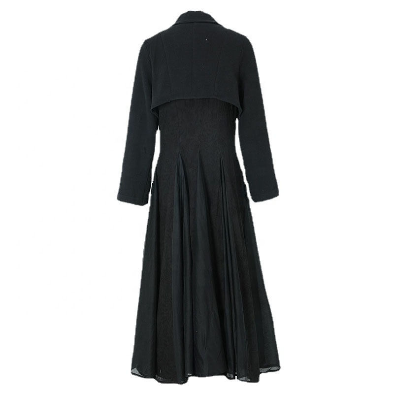 Thumbnail: Jacquard Linen Cotton Maxi Dress Loose Pleated Elegant Casual