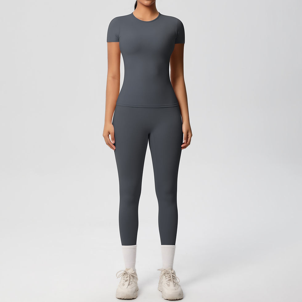 Thumbnail: 2PCS Patchwork Yoga Suit for Women with Crop Tube Top and Bodycon Fit
