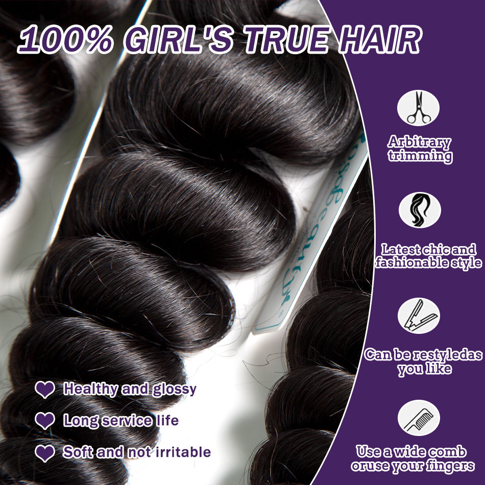 Thumbnail: Rosabeauty Loose Deep Wave Indian Virgin Hair Bundles 26–28 Inch