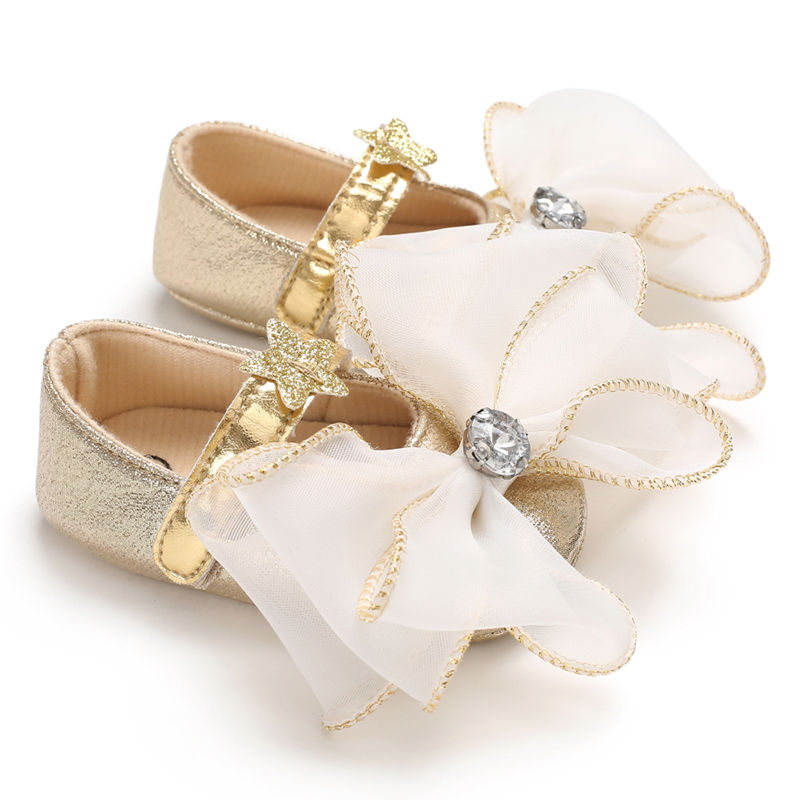 Thumbnail: Newborn Baby Baptism Shoes Elegant Gold Princess Style First Walkers