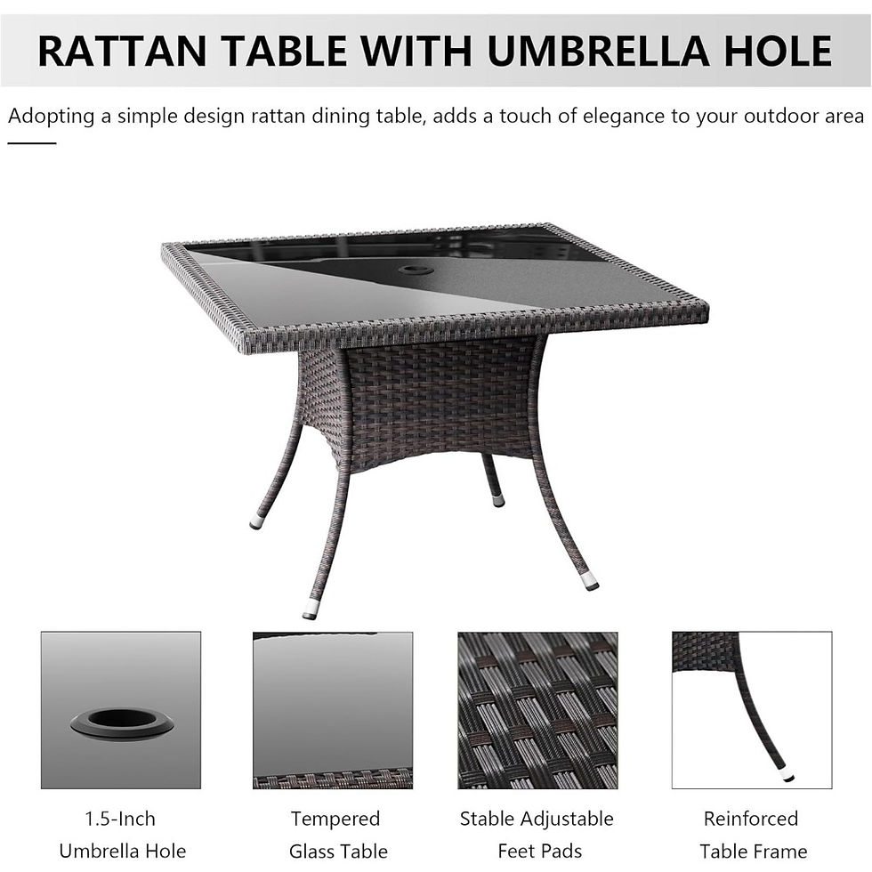 Thumbnail: 5-Piece Outdoor Rattan Dining Set – PVC Wicker Patio Table & Chairs for Terra