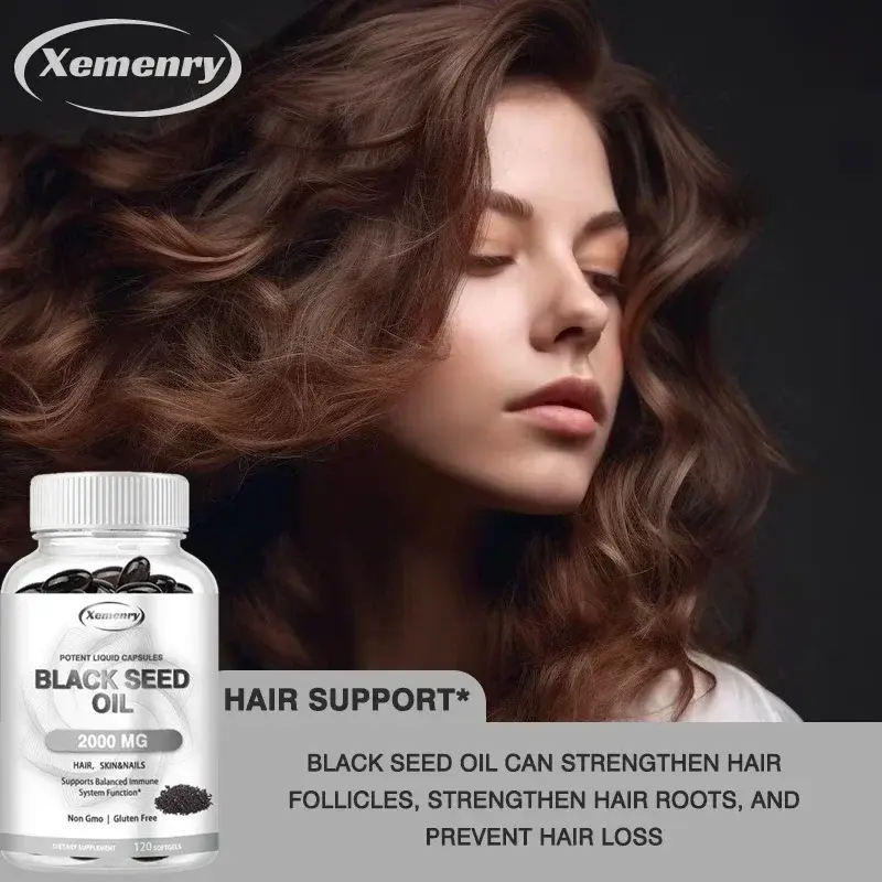 Thumbnail: Black Seed Oil Softgel Capsules for Hair Regrowth Skin Protection and Nail